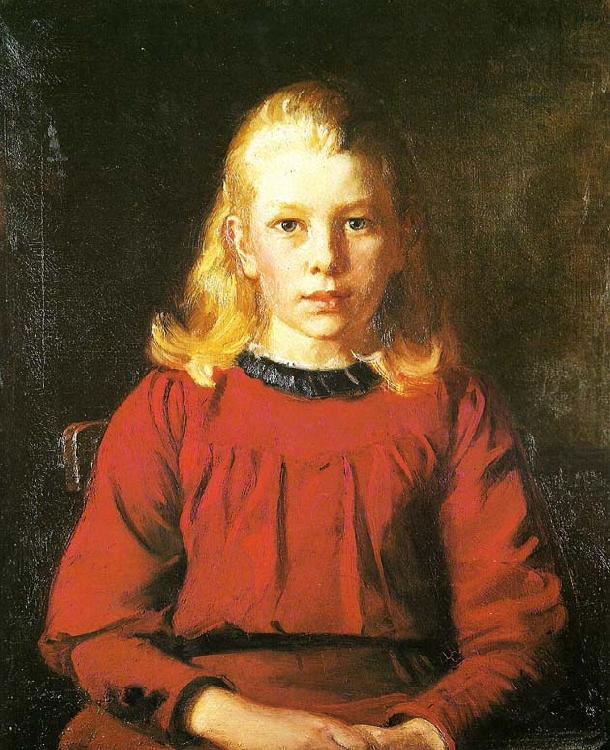 Michael Ancher helga i rod kjole china oil painting image